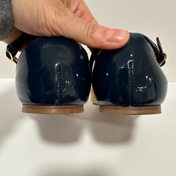 Jcrew Cece Patent Flats Ankle Strap Navy Nude Size 8 - Picture 6 of 10